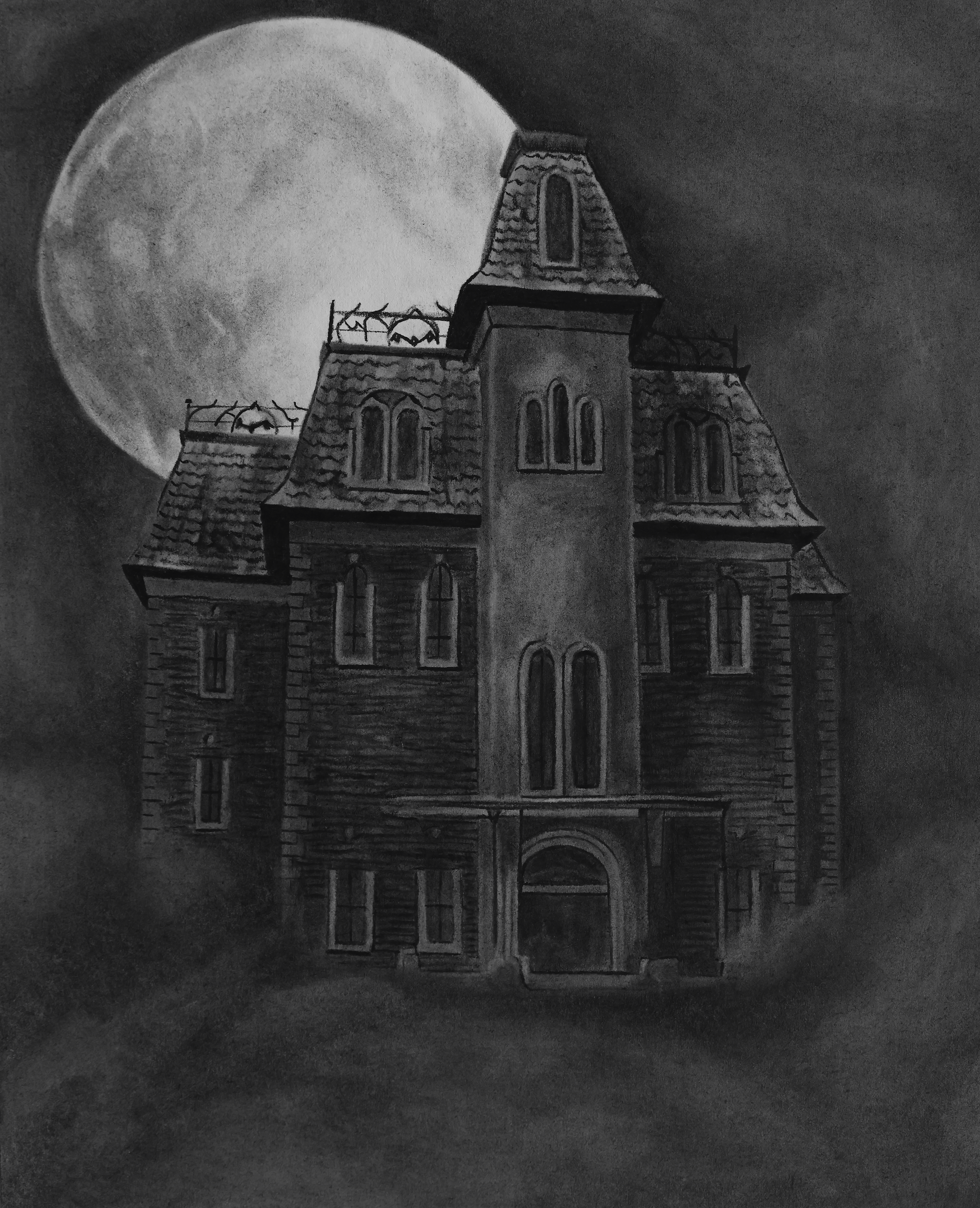 haunted house drawing